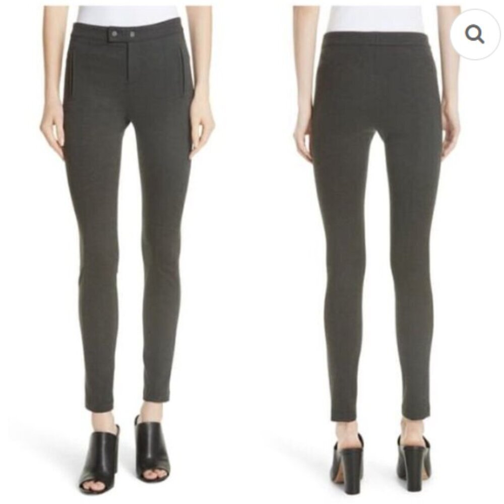 VINCE Women's 4 Charcoal Grey Ponte Stretch Skinny Ski Ankle Pant Trouser